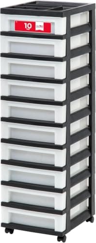 IRIS USA 10-Drawer Rolling Storage Cart, Black/Pearl by IRIS USA