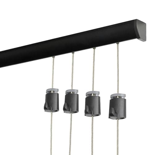 AS Hanging 6 ft Ceiling Picture Rail Kit with 4 Steel Cables (Black) by AS Hanging Display Systems