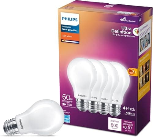 Philips Ultra Definition A19 LED Bulbs, 2700K (4-pack) by Philips