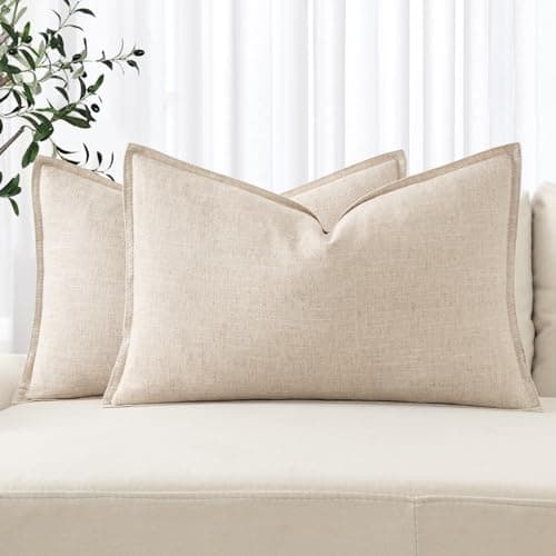 Natural Linen Lumbar Covers, 12×20 (Set of 2)