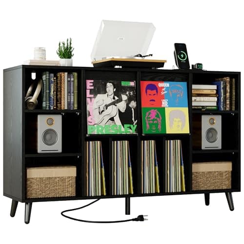 IRONCK 55 Inch Record Player Stand (450+ Records) by IRONCK
