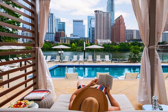 Hyatt Regency Austin's outdoor pool deck on Lady Bird Lake