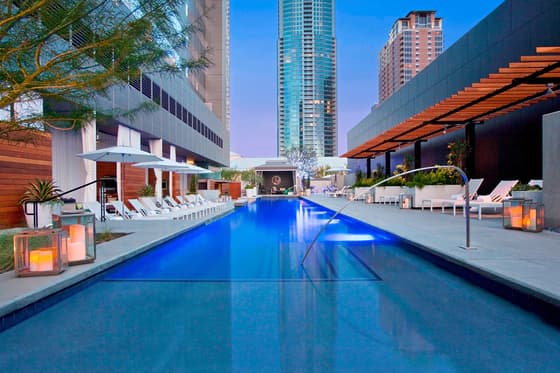 W Austin's WET deck pool overlooking Lady Bird Lake and downtown