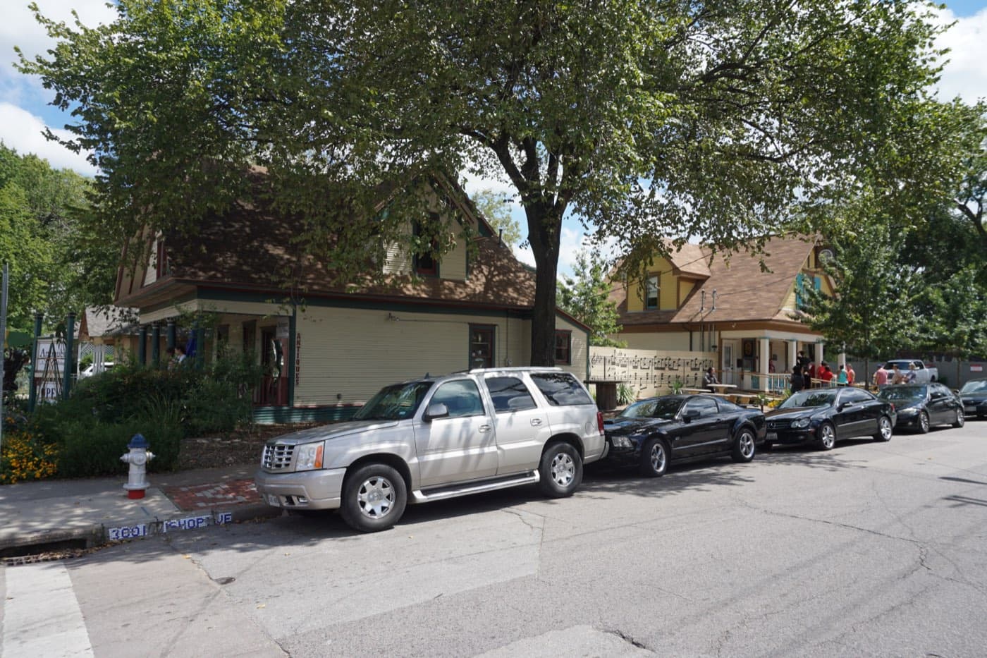 Small shops and cafes along Bishop Avenue in the Bishop Arts District of Oak Cliff, Dallas