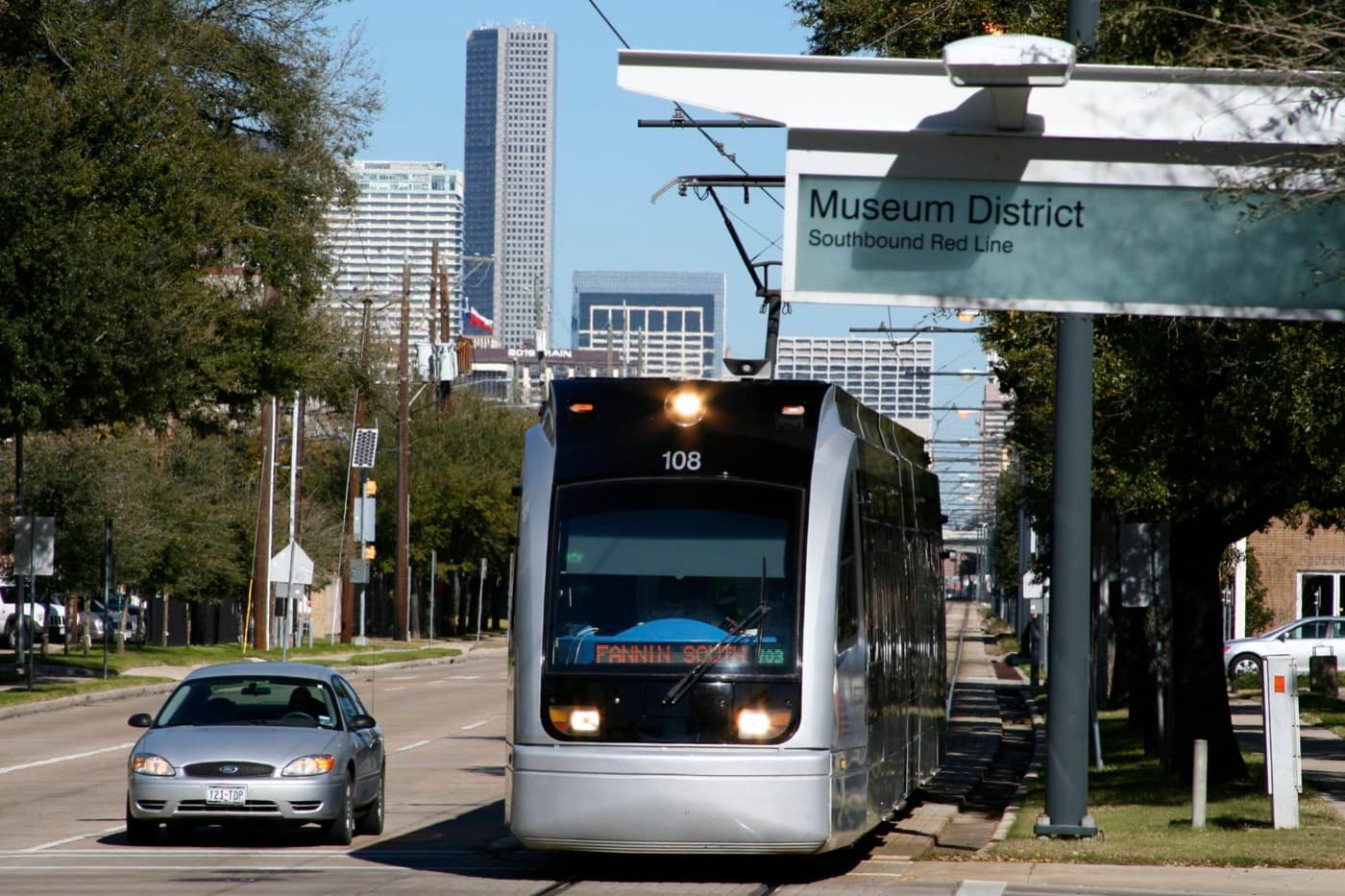 Leafy streets and buildings of Houston's Museum District, on the southern edge of Montrose