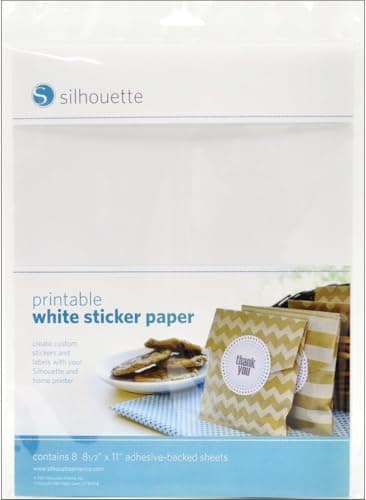 Silhouette Printable White Sticker Paper, 8 Sheets by Silhouette America