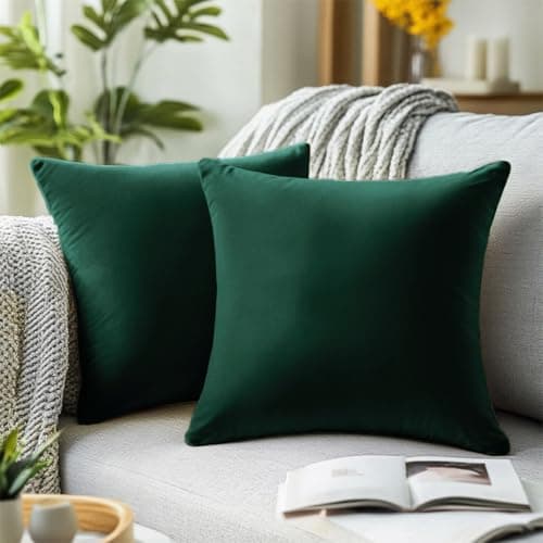 Dark Green Velvet Pillow Covers, Set of 2