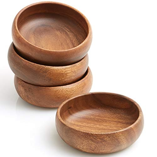 Woodard & Charles Acacia Wood Snack Bowls (Set of 4, 6 in) by Woodard & Charles