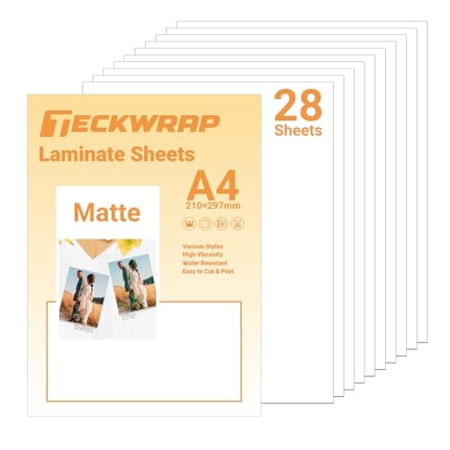 TECKWRAP Matte Laminating Sheets for Inkjet Printable Vinyl, A4, 28 Sheets by TECKWRAP