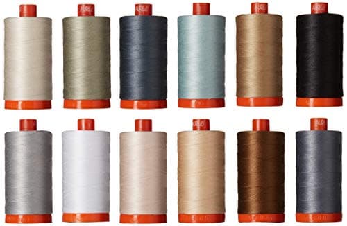 Aurifil Christa Quilts Piece and Quilt Neutrals, 12 Large Spools 50 wt by Aurifil