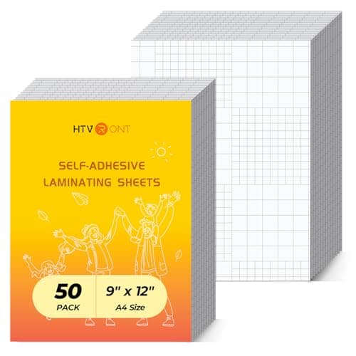 HTVRONT Self-Adhesive Laminating Sheets, 4 mil, 9 x 12 in, 50 Pack by HTVRONT