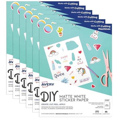 Avery Printable Sticker Paper, Matte White, 90 Sheets (Template 3383) by Avery