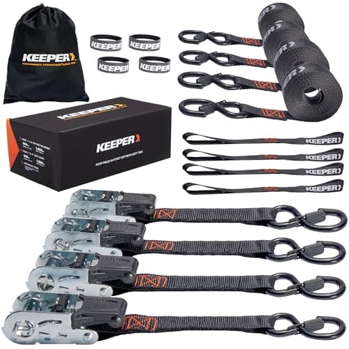 Keeper Ratchet Tie-Down Straps, 1 in x 15 ft (4-pack) by Keeper