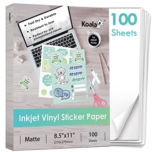 Koala Vinyl Sticker Paper, Matte, 100 Sheets by Koala