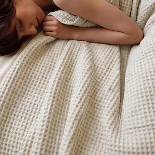 Bedsure 100% Cotton Waffle Weave Throw Blanket by Bedsure