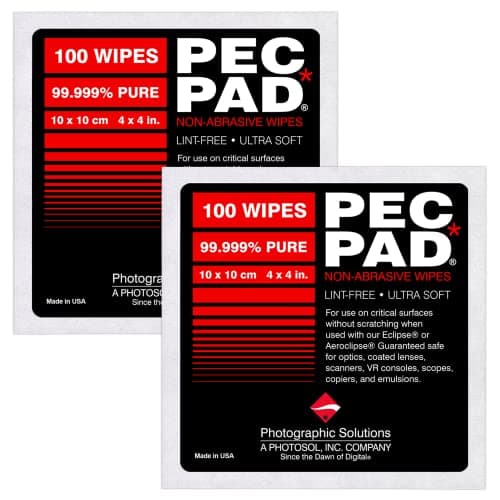 PEC-PAD Lint-Free Wipes, 4 x 4 in (2 packs of 100) by Photographic Solutions