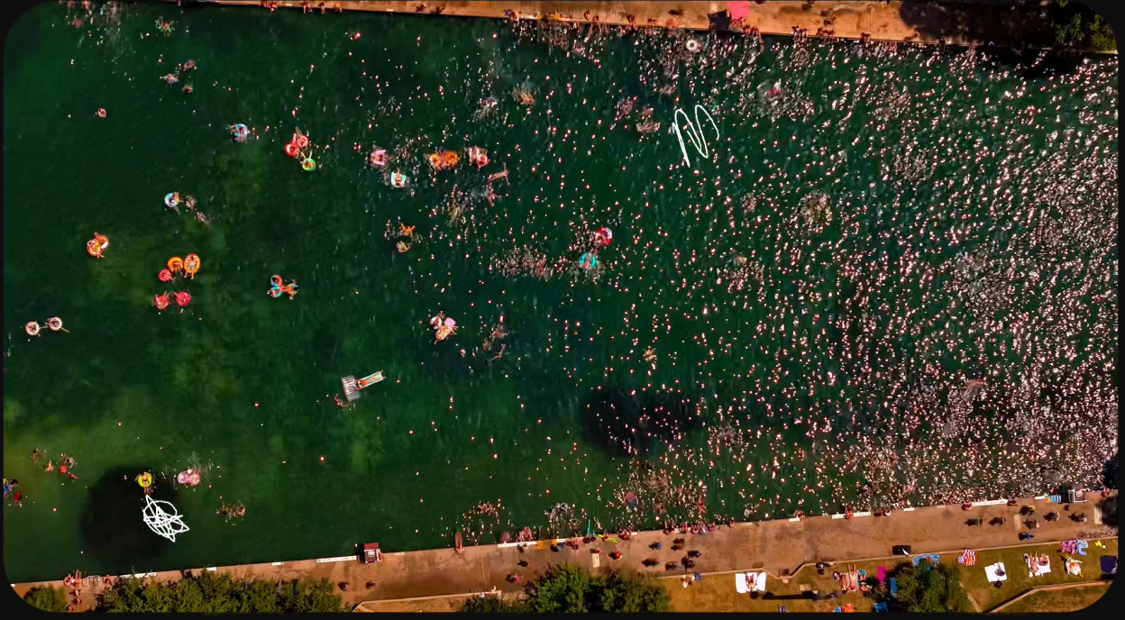 Barton Springs Pool near the UMLAUF Sculpture Garden, a natural swimming hole perfect for cooling off after a sculpture walk