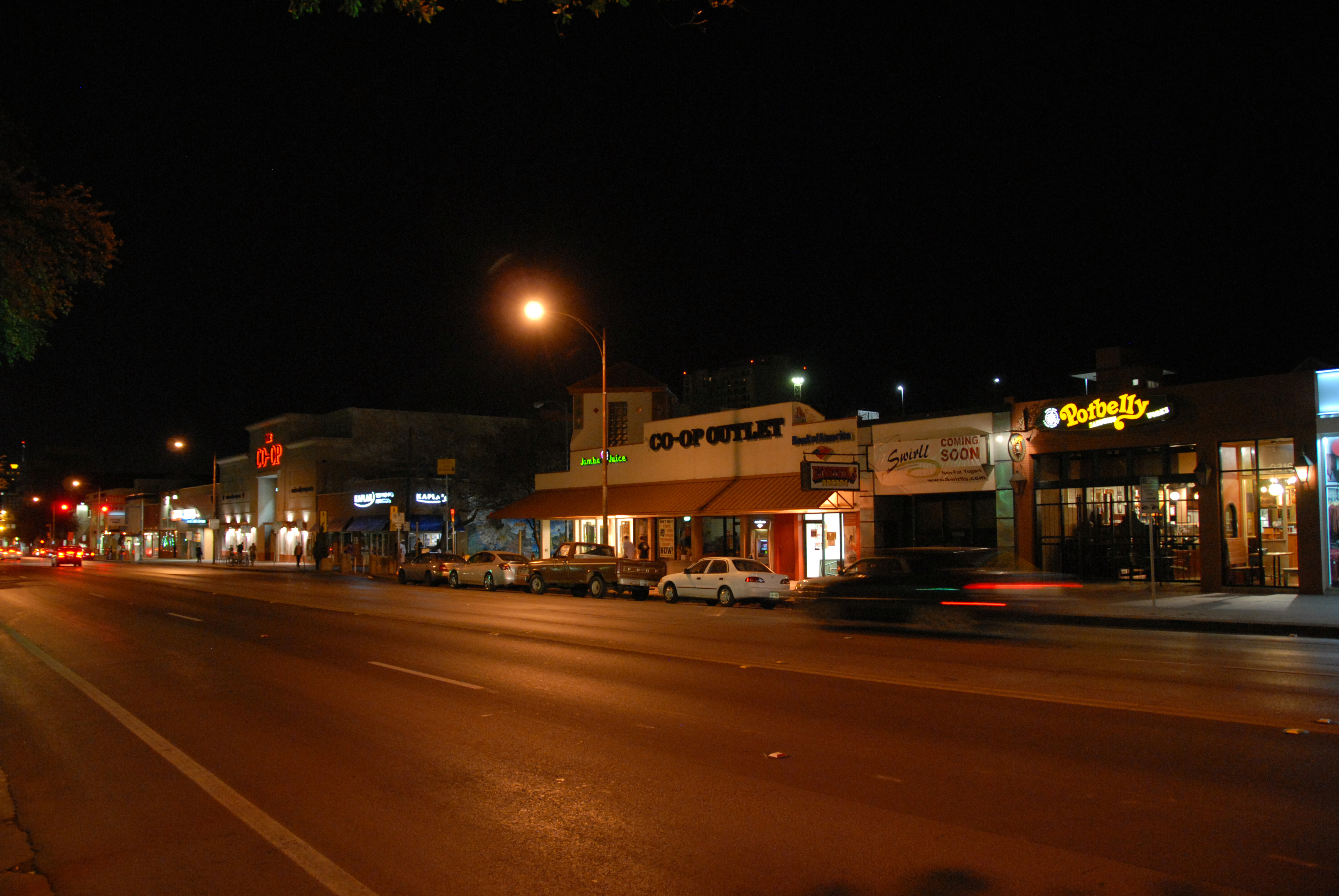 The Drag on Guadalupe Street near UT Austin, home to Daniel Johnston's beloved 