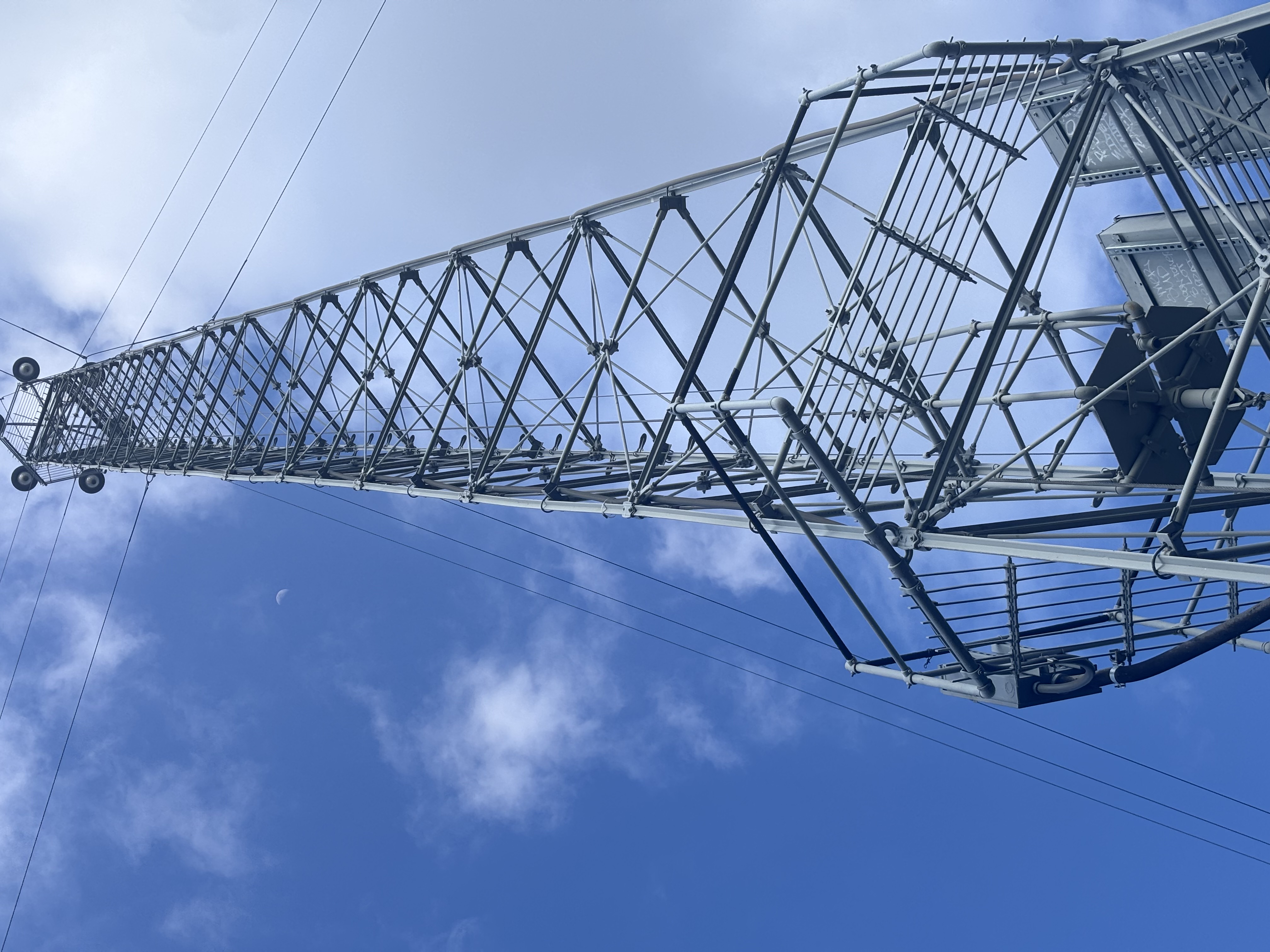 Austin moonlight tower at dusk, one of seventeen historic moon towers featured in the film Dazed and Confused as the party meeting spot