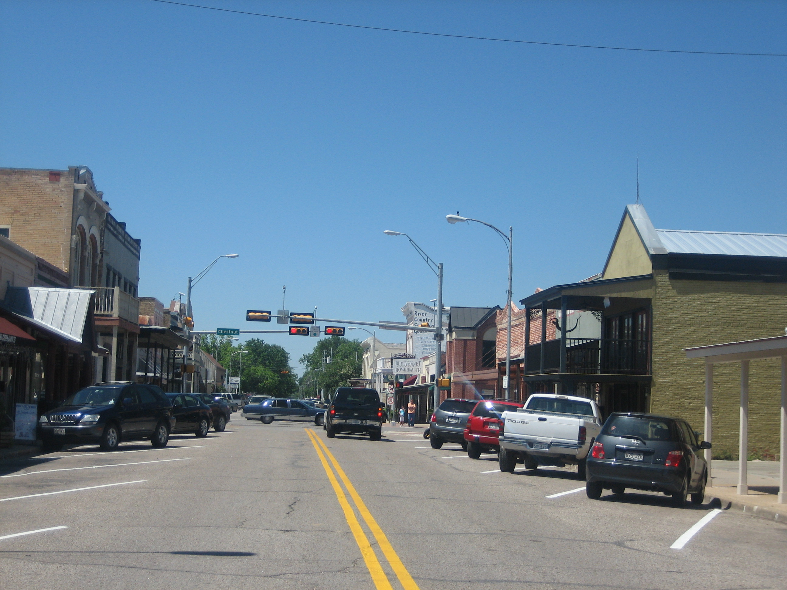 Downtown Bastrop, Texas, the small town near Austin where the Texas Chain Saw Massacre gas station was later relocated