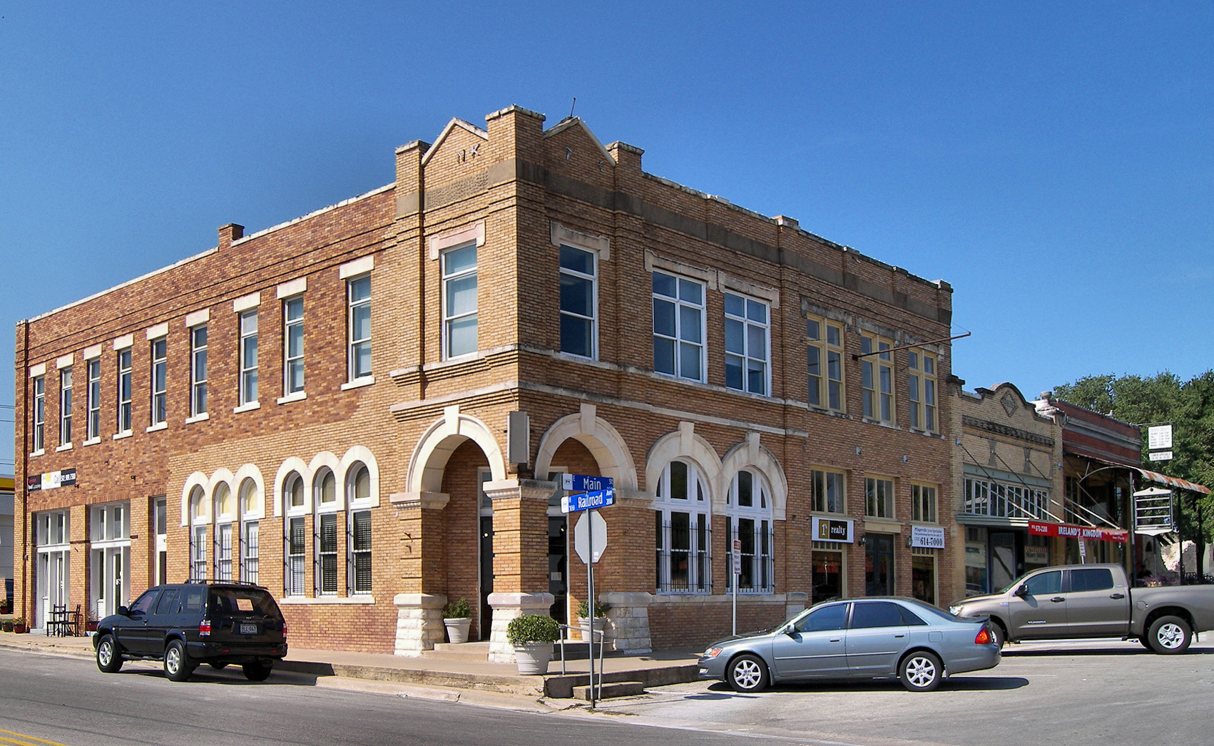 The East Main Street Historic District in Pflugerville, Texas, part of the suburban Austin landscape used as a filming location for Office Space
