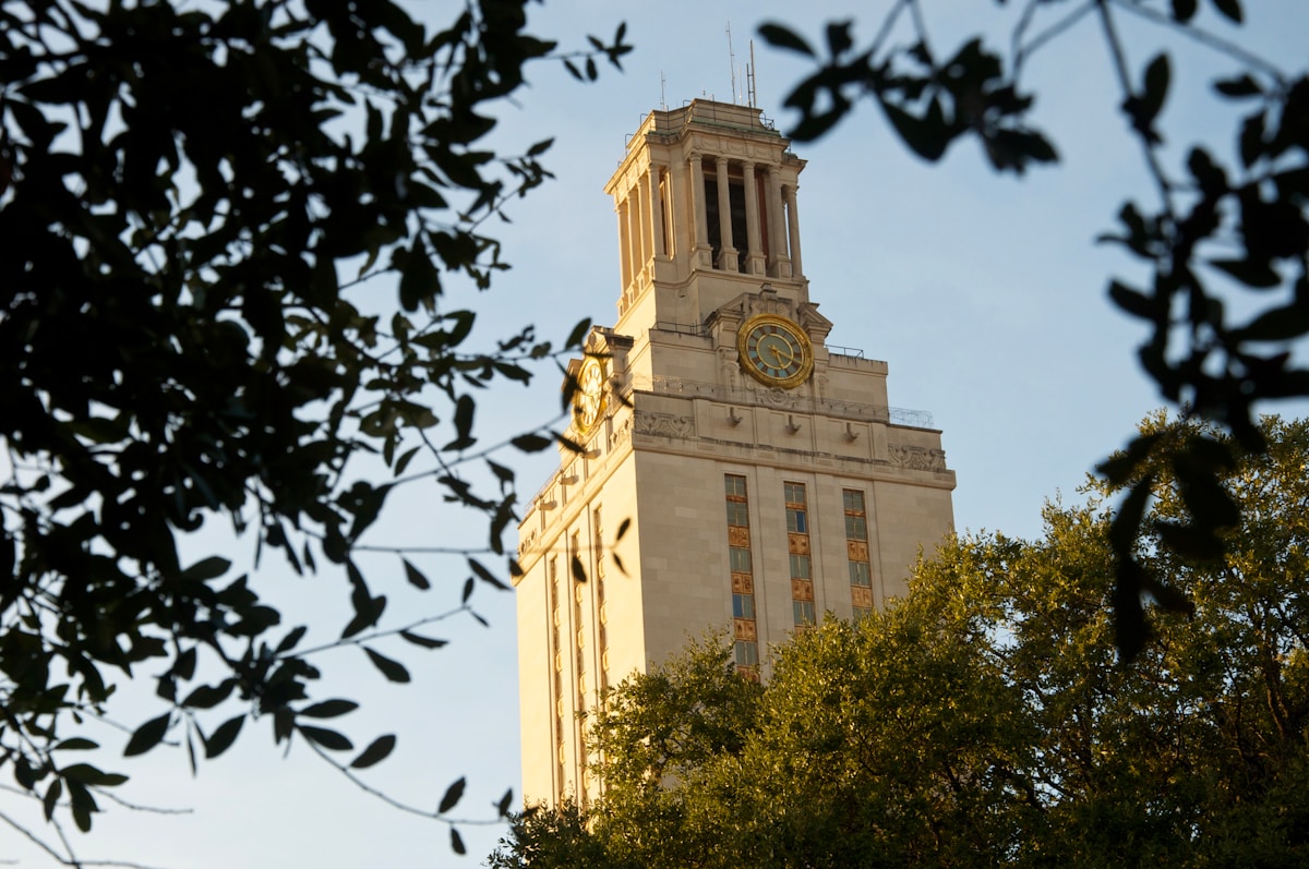 The UT Austin Tower — where Michael Dell started in a dorm room in 1984, building the company that would become Austin's 3rd-largest employer