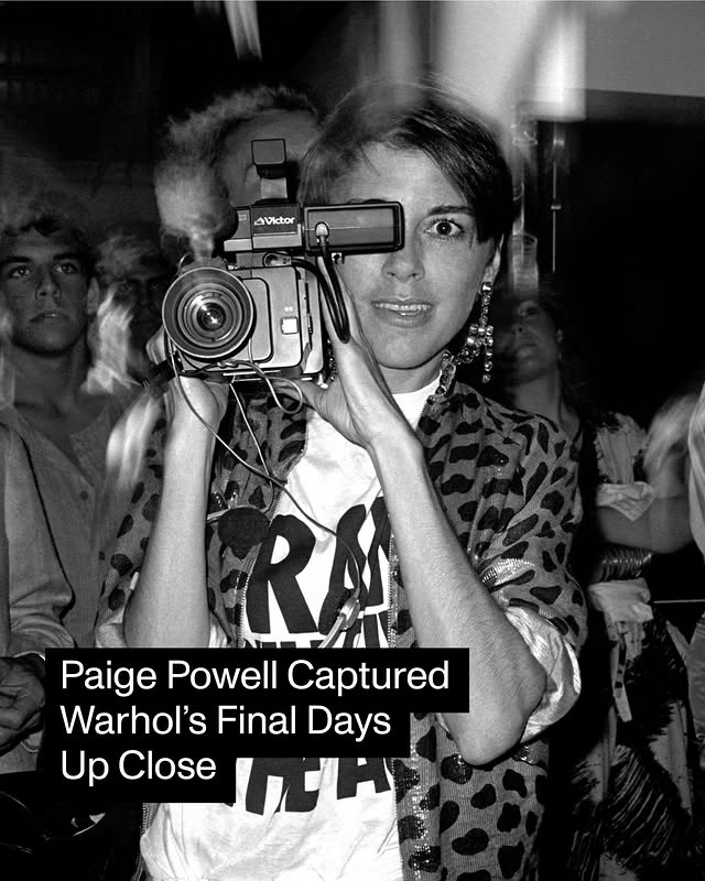 Paige Powell with a video camera — from Artnet's Instagram coverage of Warhol's final days