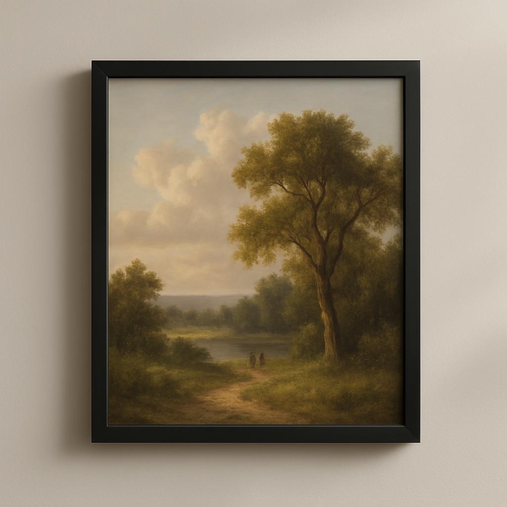 Atomi Canvas Smart Art Frame on a wall displaying a painting