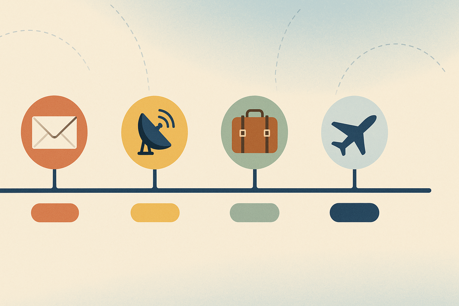 A simple three-month timeline showing four 30-day blocks (Decide, Setup, Pack, Launch) with key milestones in each — the practical rollout from 'we're thinking about it' to 'we're on the road'