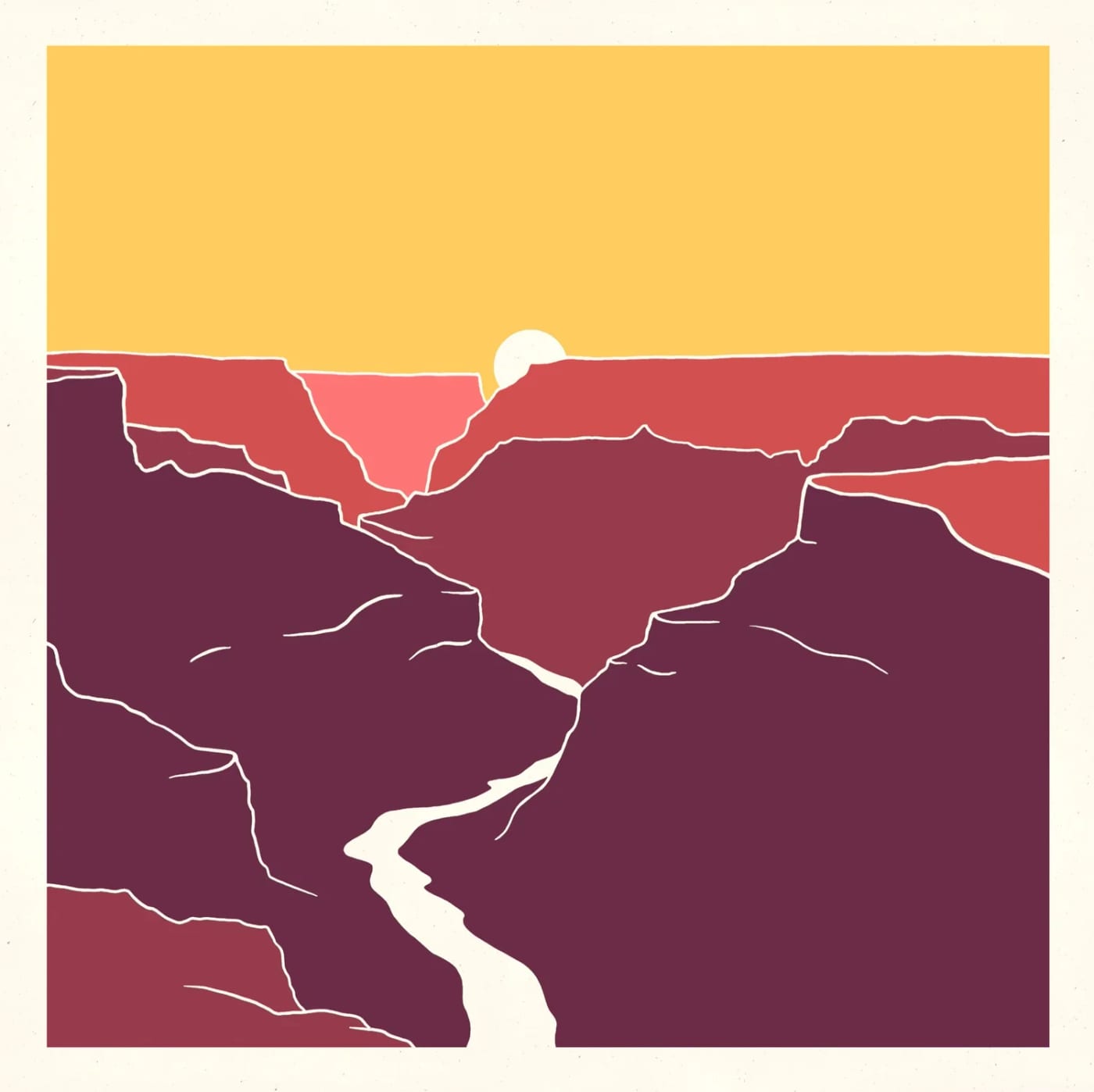 A multi-color hand-pulled screen print of the Grand Canyon by Dan Grissom