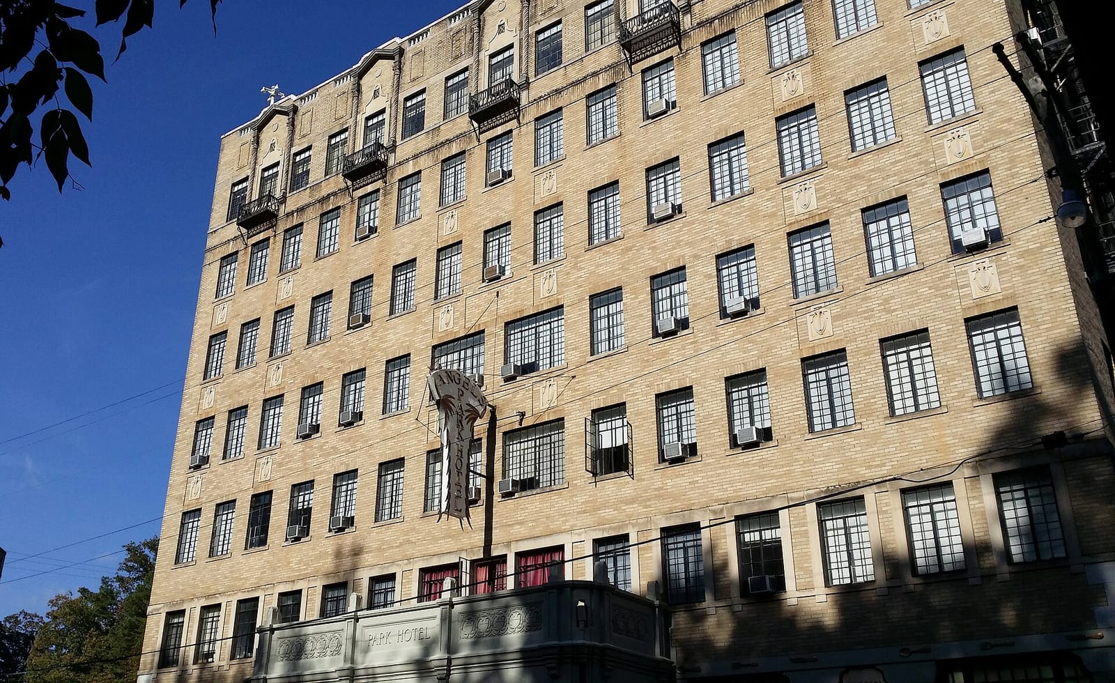 The grand 1900s bathhouses of Bathhouse Row facing Central Avenue in downtown Hot Springs