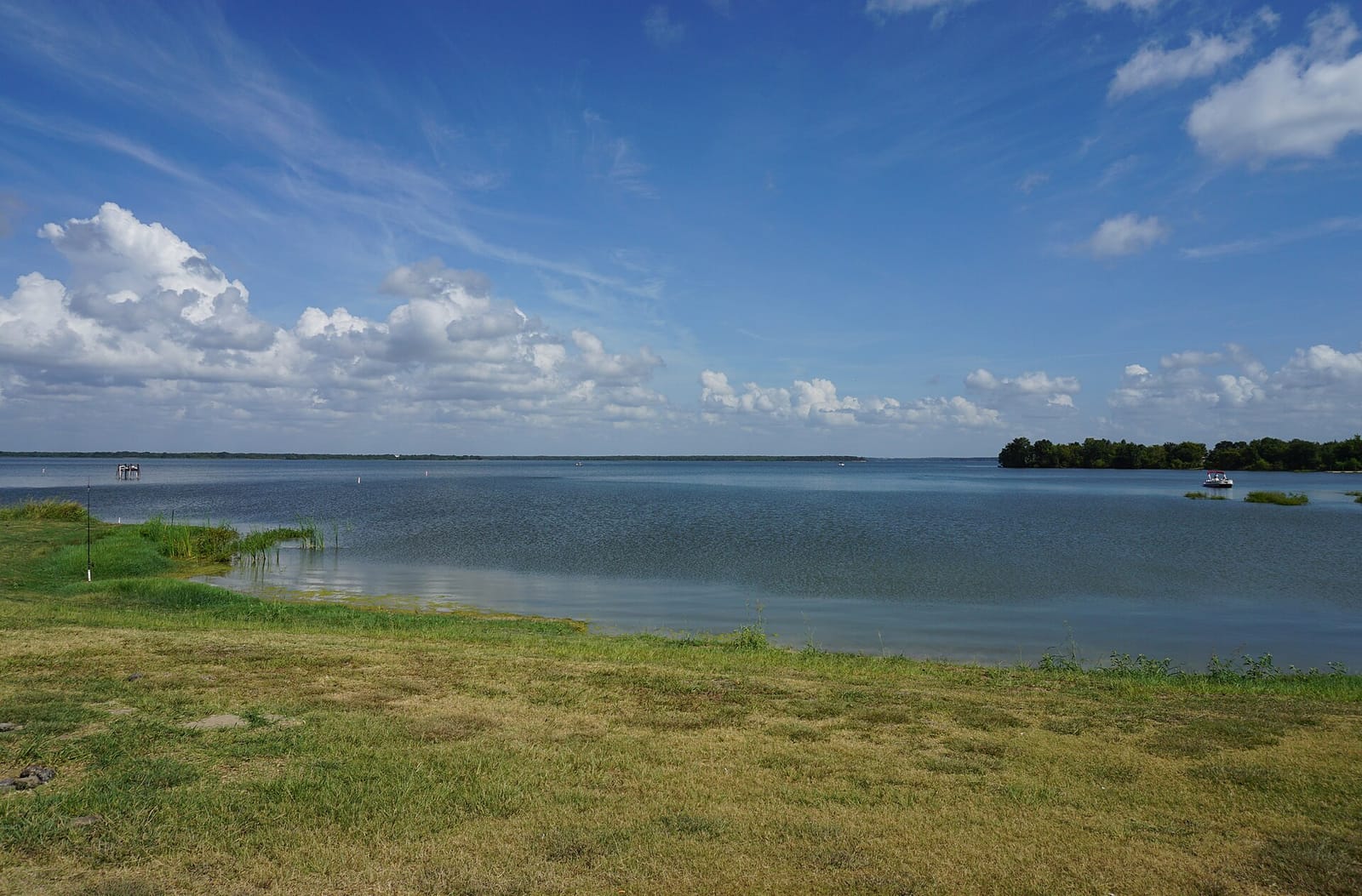 Sandy points and open water along Lake Tawakoni's south shore east of Dallas