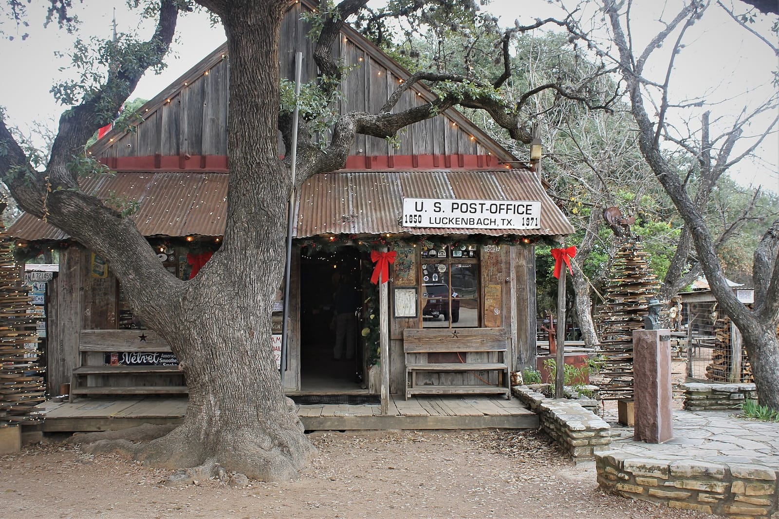 The historic Luckenbach post office and general store under the oaks