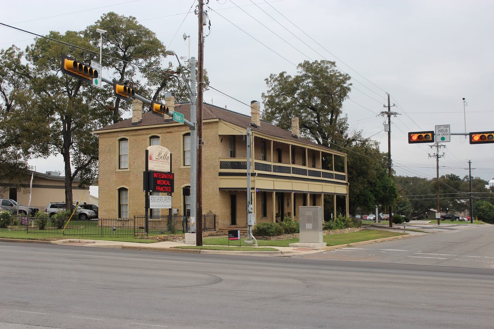 Lake Marble Falls and the lakeside park below the town's Main Street
